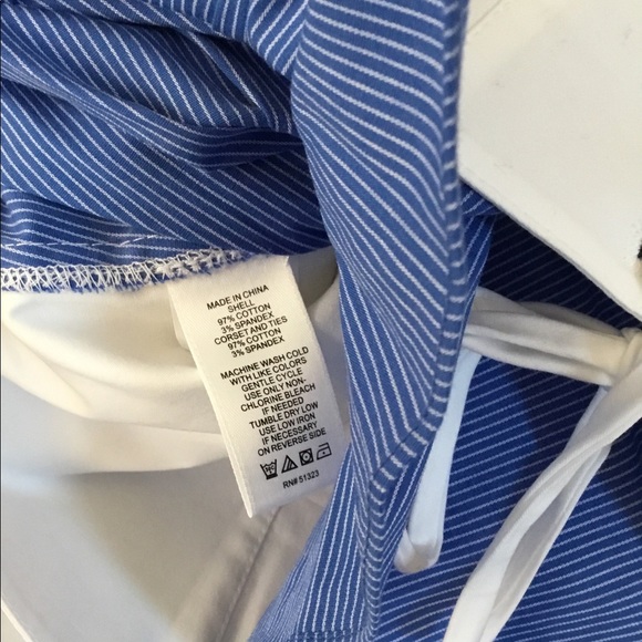 1. State Blue White Stripe Corset Waist Top Sz M - Picture 4 of 4